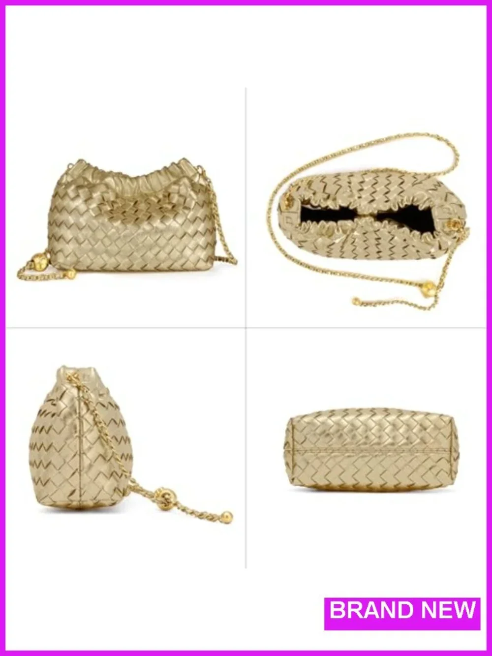 Woven Faux Leather Crossbody Hobo Bag with Ruched Design, Adjustable Strap,